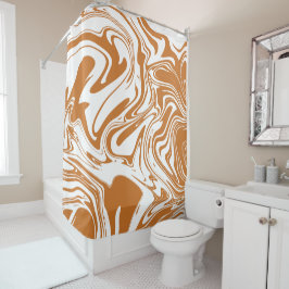 Cortina De Ducha Naranja Oscuro Líquido Contemporáneo Marble Swirls