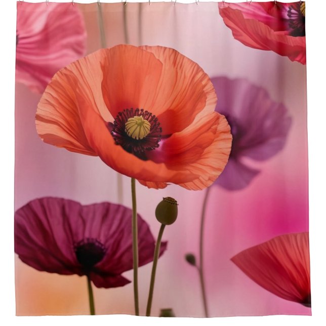 Cortina De Ducha Naranja Poppy (Anverso)