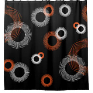 Cortina De Ducha Naranja retro vintage Patrón Starburst negro blanc