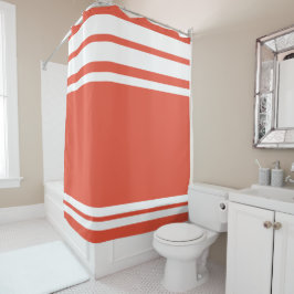 Cortina De Ducha Naranja Rojo : Líneas Modernas en Blanco