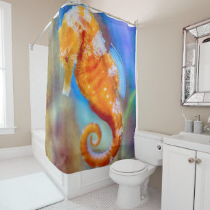 Cortina De Ducha Naranja Seahorse deleite