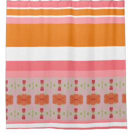 Cortina De Ducha Naranja y rosa moderno