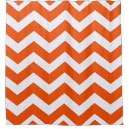 Cortina De Ducha Naranja Y Zigzags Blancos