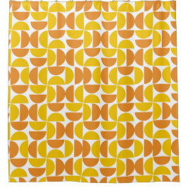 Cortina De Ducha Naranja Yelow Circles Bauhaus