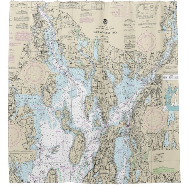 Cortina De Ducha Narragansett Bay Nautical Chart 13221 (Anverso)