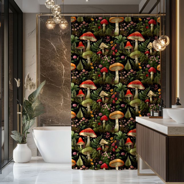 Cortina De Ducha Nature-Inspired Curtain Mushrooms & Woodland Charm (Nature-Inspired Curtain Mushrooms & Woodland Charm)