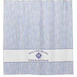Cortina De Ducha Nautical Stripe Monogram Boat Name Shower Curtain