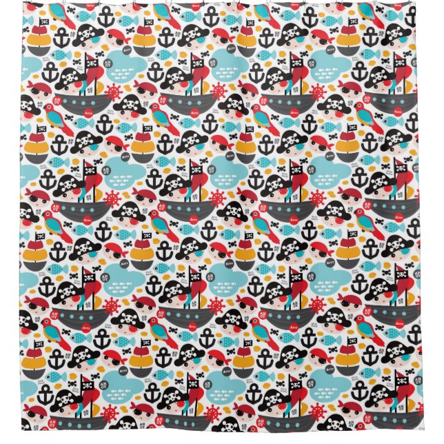 Cortina De Ducha Navegación retra del ilustracion de los piratas (Anverso)