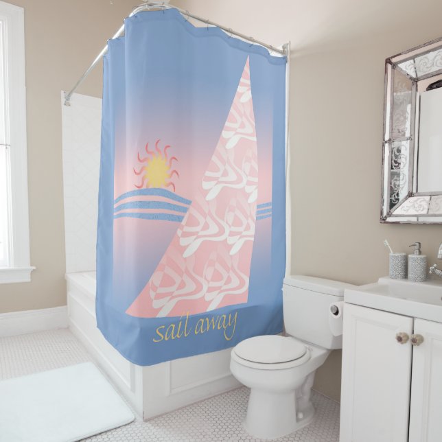 Cortina De Ducha Navegación rosa y azul (In situ)
