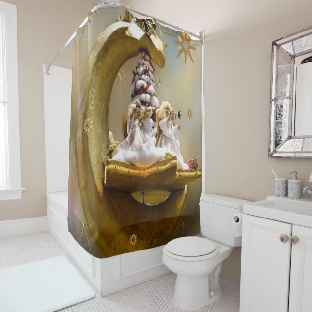 Cortina de ducha navidad, ángel Navidad (In situ)