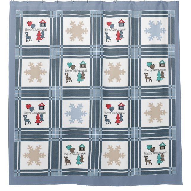 Cortina De Ducha Navidades, año nuevo, ciervo, invierno (Anverso)