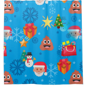 Cortina De Ducha navidades azules poop emoji