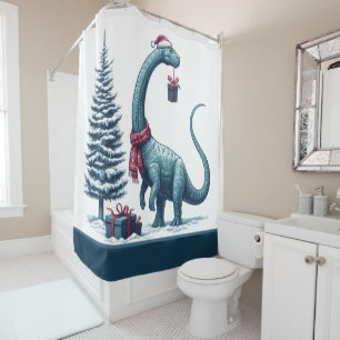Cortina De Ducha Navidades Brontosaurus dinosaur