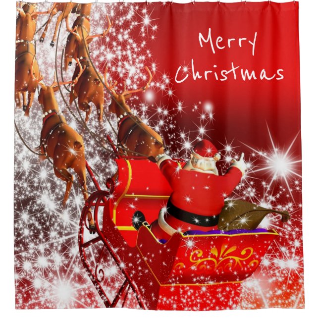 Cortina De Ducha Navidades Cortina/Santa y Sleigh (Anverso)