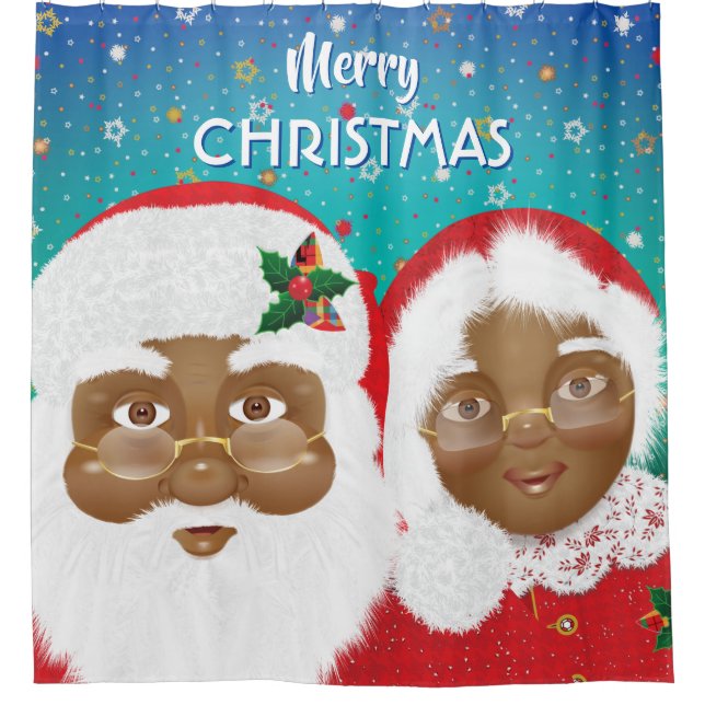 Cortina De Ducha Navidades de African American Santa y Mrs Claus (Anverso)