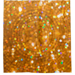 Cortina De Ducha Navidades de bokeh borrosos de lujo dorado.