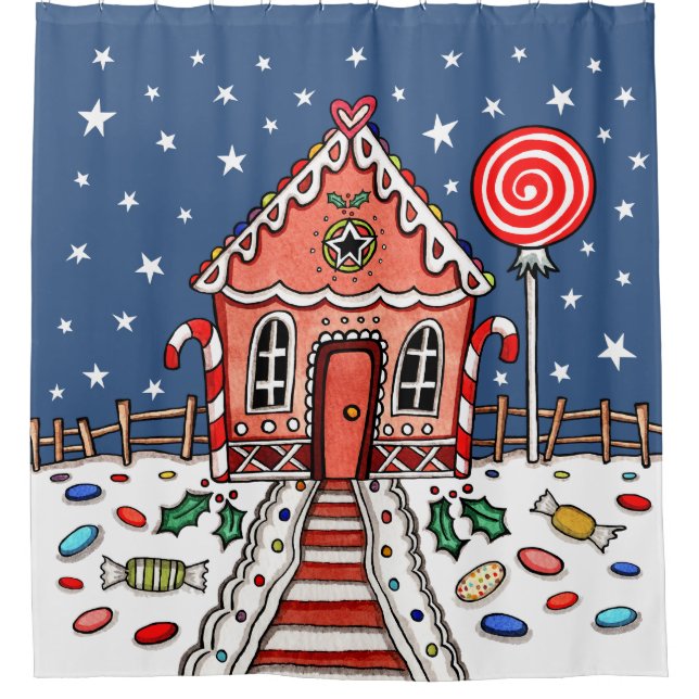Cortina De Ducha Navidades de Gingerbread House (Anverso)