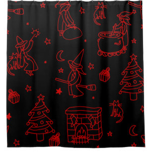 Cortina De Ducha navidades de la epifanía bruja befana negro