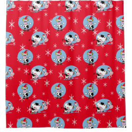 Cortina De Ducha Navidades De País Vaca Con Santa Hat