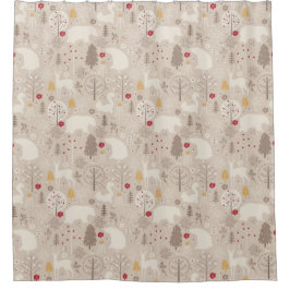 Cortina De Ducha Navidades de patrones nórdicos de animales de la T