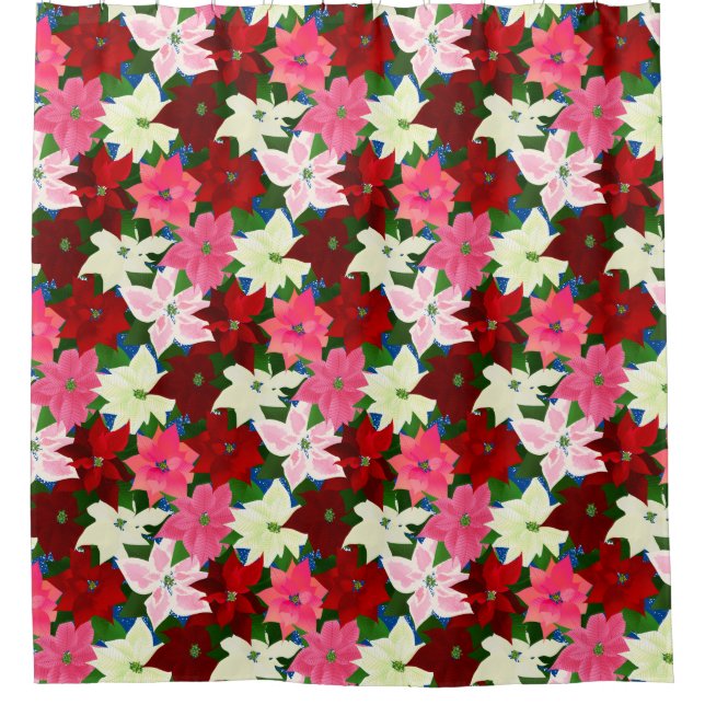 Cortina De Ducha Navidades de Poinsettias (Anverso)
