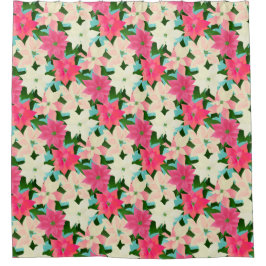 Cortina De Ducha Navidades de Poinsettias Rosa