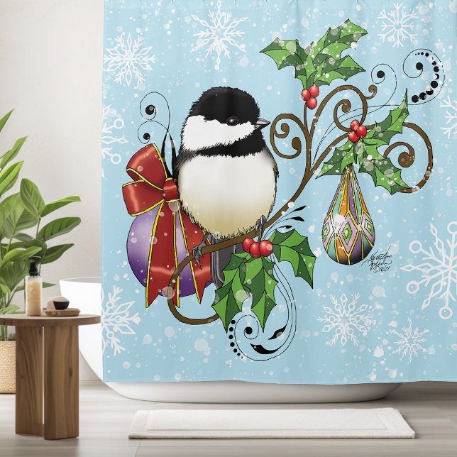 Cortina De Ducha Navidades de Winter Chickadee (Subido por el creador)
