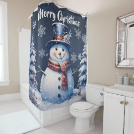 Cortina De Ducha Navidades de Winter Forest Snowman
