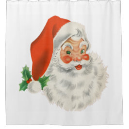 Cortina De Ducha Navidades del Retro Vintage Jolly Santa Claus