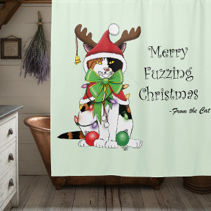Cortina De Ducha Navidades divertidos Calico Cat