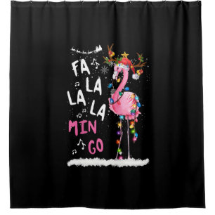 Cortina De Ducha Navidades - Fa-La-Mingo Flamingo Con Navidades