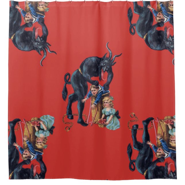 Cortina De Ducha navidades feos krampus rojo antiguo (Anverso)