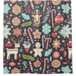 Cortina De Ducha Navidades Gingerbread Patrón de Seamless