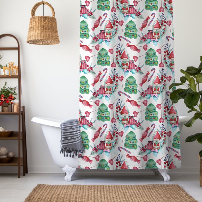 Cortina De Ducha Navidades Gnomes Candy Pattern (Subido por el creador)