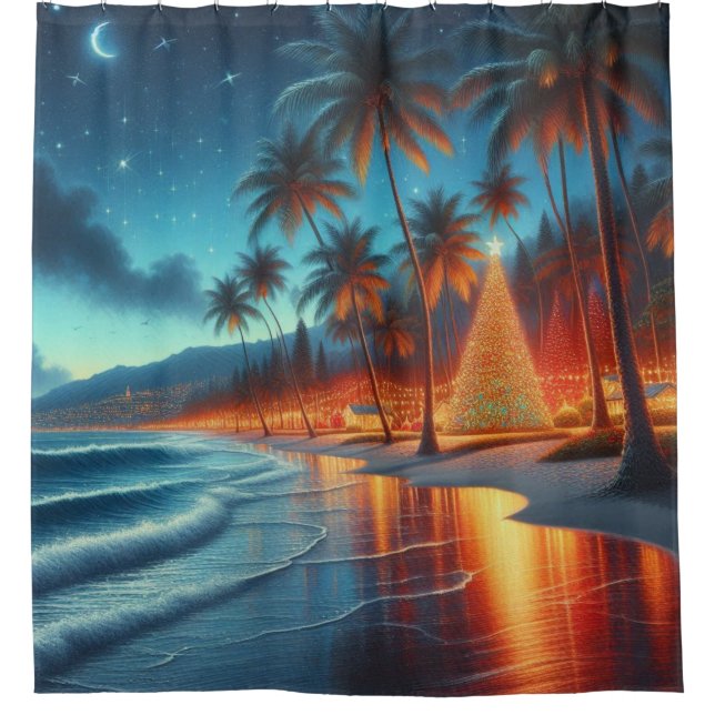 Cortina De Ducha Navidades hawaianos/tropicales (Anverso)