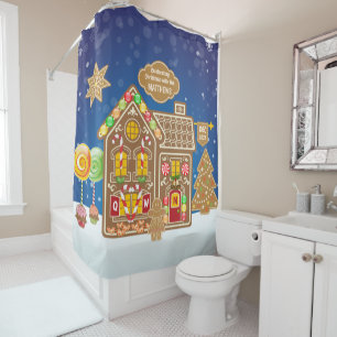 Cortina De Ducha Navidades Monograma Gingerbread Cookies Candy