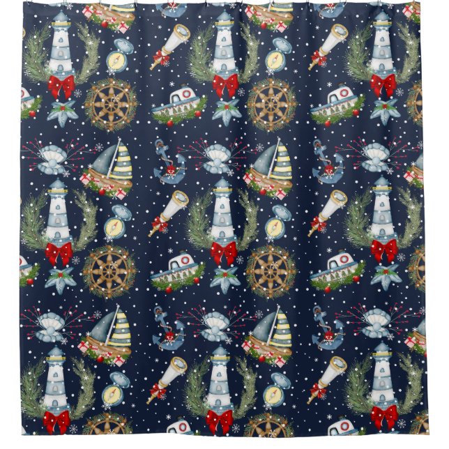 Cortina De Ducha Navidades náuticos (Anverso)