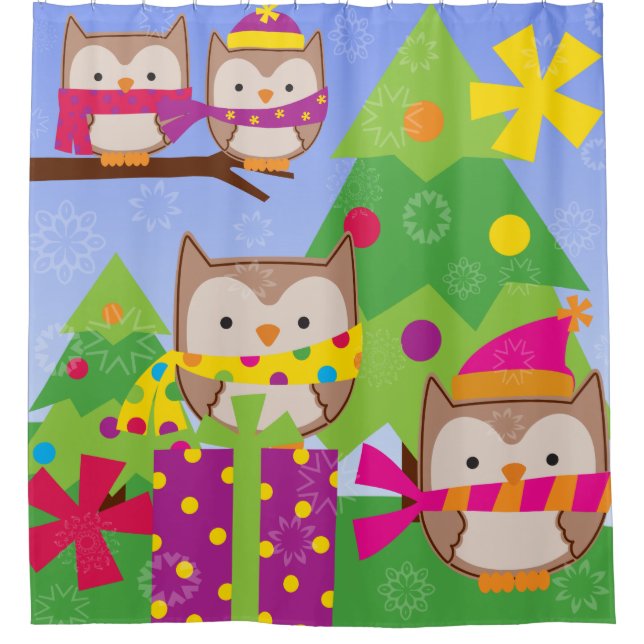 Cortina De Ducha Navidades Owls Holiday (Anverso)