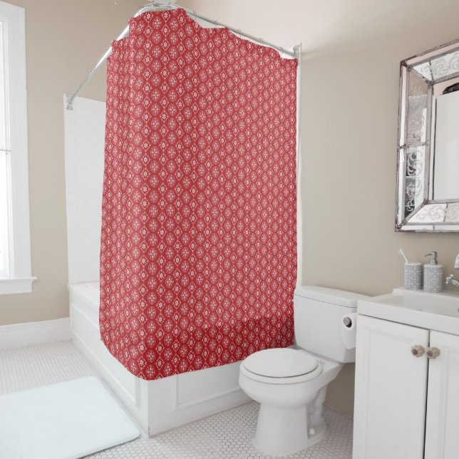 Cortina De Ducha Navidades Red Snowflake Simple Winth Pattern (In situ)