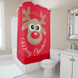 Cortina De Ducha Navidades rojos adoran guión de reno Personalizado