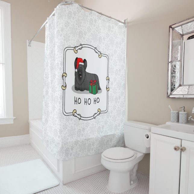 Cortina De Ducha Navidades Santa Claus Gorra Skye Terrier (negro) (In situ)