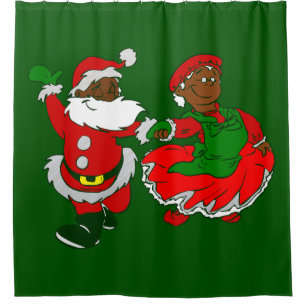 Cortina De Ducha navidades santa claus, mujer negra
