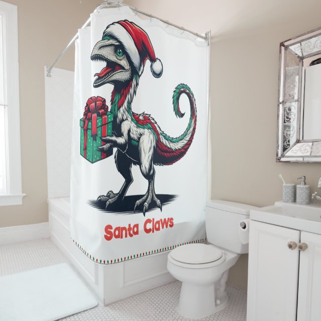 Cortina De Ducha Navidades Santa hat raptor (In situ)