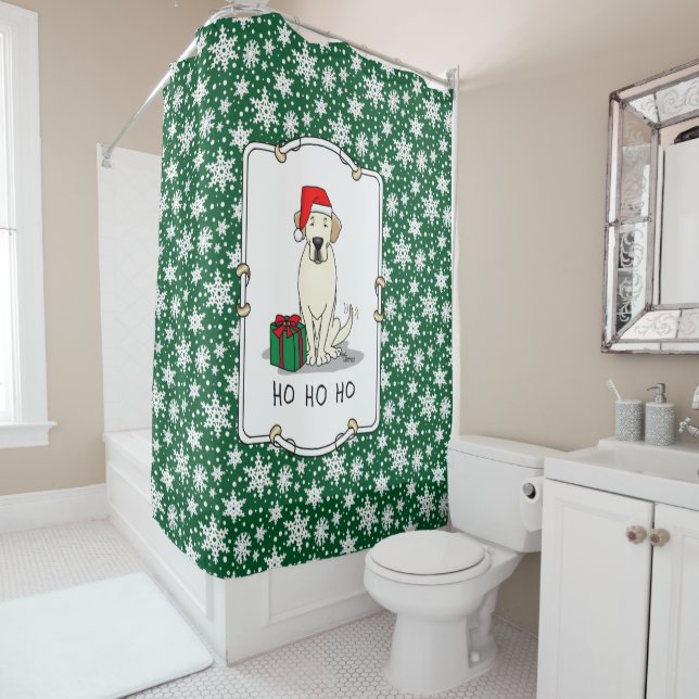 Cortina De Ducha Navidades Santa Yellow Labrador Retriever Cute (In situ)