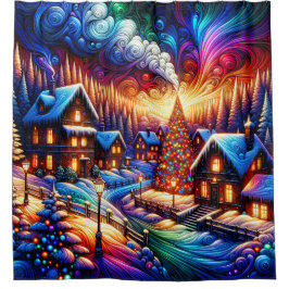 Cortina De Ducha "Navidades Snowy Wonderland - Vibrante arte navide