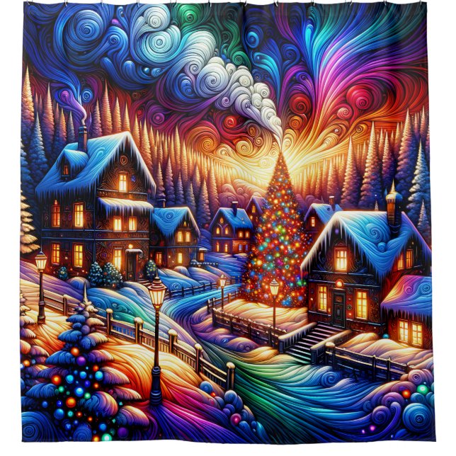 Cortina De Ducha "Navidades Snowy Wonderland - Vibrante arte navide (Anverso)