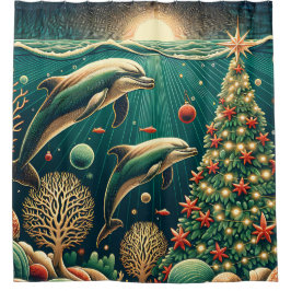 Cortina De Ducha "Navidades subacuáticos Delphin Wonderland"