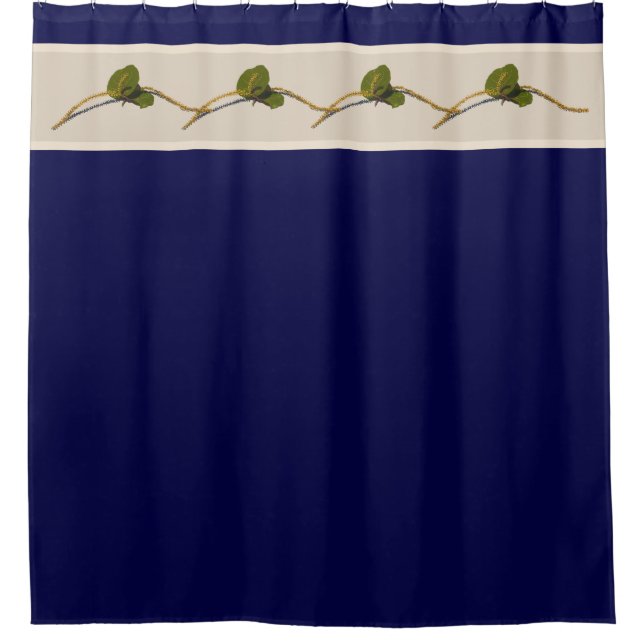 Cortina de ducha Navy - Flores de Uva de Mar (Anverso)