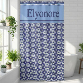 Cortina De Ducha Navy Geometric Chevron Name Design