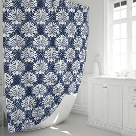 Cortina De Ducha Navy & White Seashell
